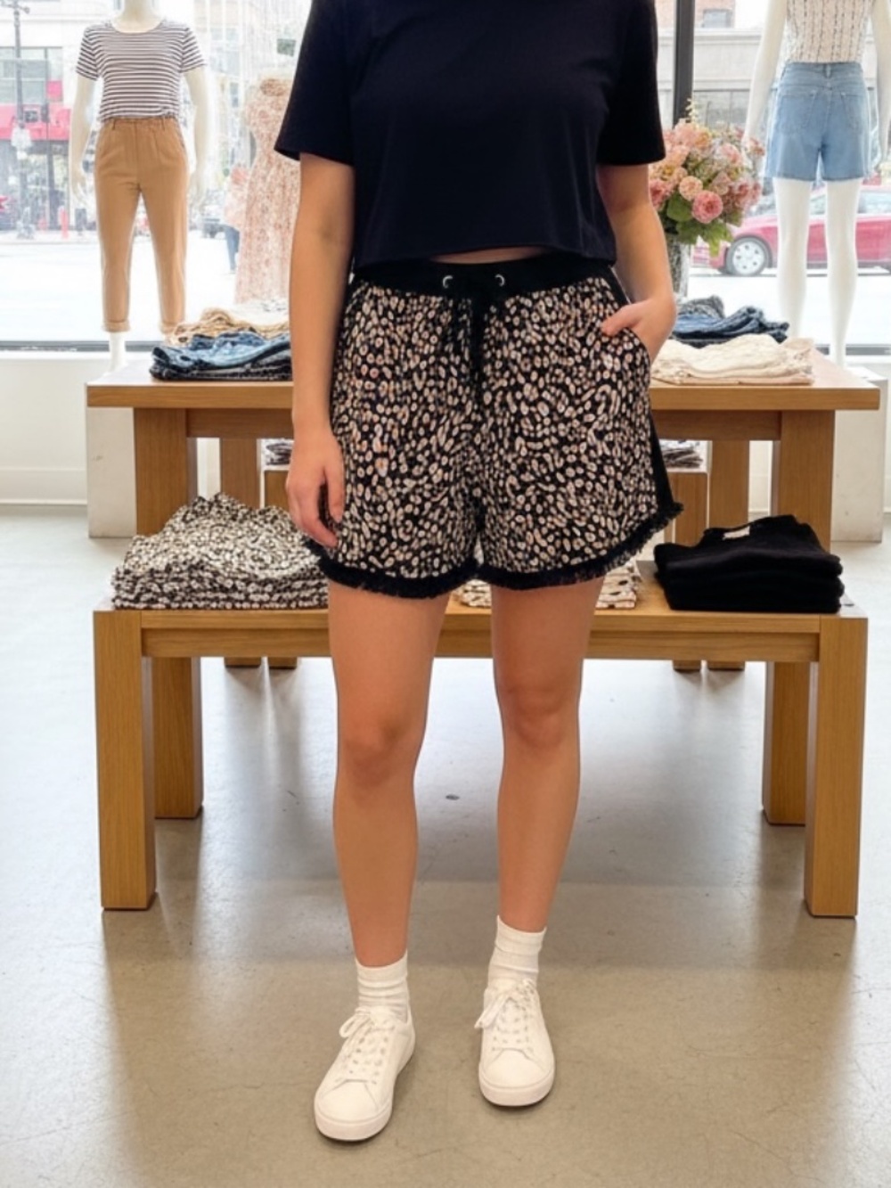 Umgee Ms. Wagner Linen Blend Leopard Print Shorts